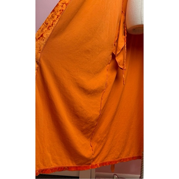Vintage 1997 Victoria’s Secret Pink Heart Orange Crushed Velvet Maxi Robe Large - Picture 7 of 16